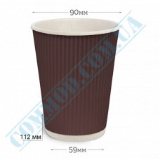 Paper cups 400ml | d=90mm | Rippled | brown | 50 pieces per pack