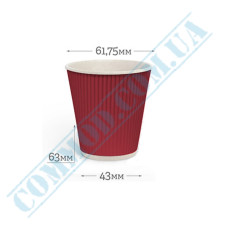 Paper cups 110ml | d=62mm | Rippled | red | 25 pieces per pack