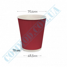 Paper cups 185ml | d=70mm | Rippled | red | 50 pieces per pack
