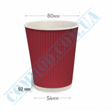 Paper cups 250ml | d=80mm | Rippled | red | 25 pieces per pack