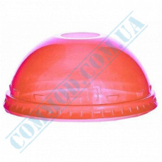 Dome lids | PET | d=95mm | with hole | red | PolyER | 50 pieces per pack