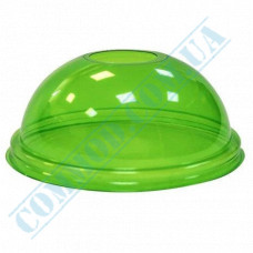 Dome lids | PET | d=95mm | with hole | green | PolyER | 50 pieces per pack