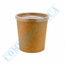 Paper containers | 450ml | d=100 mm h=75mm | Craft | with PP lid | for hot and cold foods | 50 pieces per pack