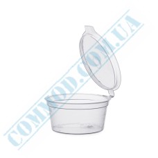 Clear plastic sauce bowl with lid 30ml 40 pieces