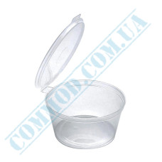 Plastic gravy boat PP | 60ml | translucent | round | with one-piece lid | 50 pieces per pack