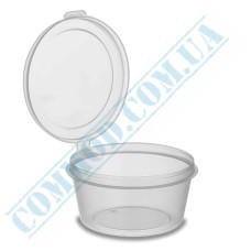 Clear plastic sauce bowl with lid 80ml 50 pieces