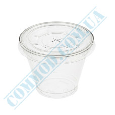 Dessert PET cups | 200ml | d=95mm h=72mm | transparent | with a flat lid with hole | PolyER | 50 pieces per pack