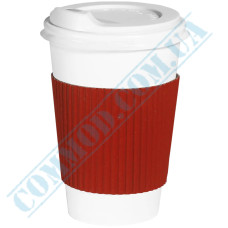 Cardboard thermal covers | for cups 250-340ml | glued | Red | 100 pieces per pack