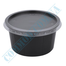 Plastic containers | 350ml | d=115mm h=60mm | Black | with lid | for hot meals | 50 pieces per pack