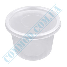 Plastic containers | 500ml | d=115mm h=85mm | transparent | with lid | for hot meals | 50 pieces per pack
