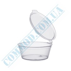 Clear plastic sauce bowl with lid 50ml 40 pieces