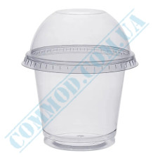 Dessert PET cups | 300ml | d=94mm h=80mm | transparent | with Dome lid with hole | Ukraine | 50 pieces per pack