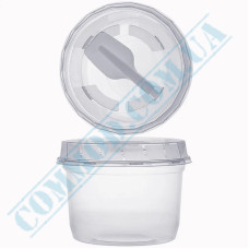 Dessert PP cups | 250ml | d=90mm h=60mm | transparent | with a lid and a spoon in an individual package | 50 pieces per pack