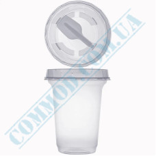 Dessert PP cups | 360ml | d=90mm h=110mm | transparent | with a lid and a spoon in an individual package | 50 pieces per pack