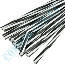 Black-white stripes plastic flexible fresh straws 235x8mm 100 pieces