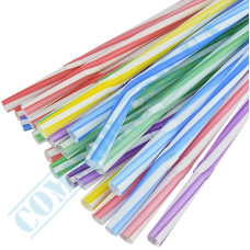 Colored stripe mix plastic flexible fresh straws 235x8mm 100 pieces