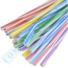 Colored stripe mix plastic flexible fresh straws 235x8mm 100 pieces