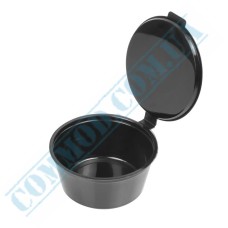 Black plastic sauce bowl with lid 80ml 70 pieces