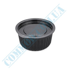 Black plastic sauce bowl with lid 50ml 100 pieces