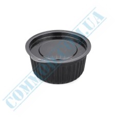 Black plastic sauce bowl with lid 50ml 100 pieces