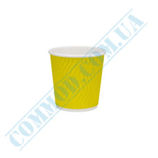 Стакан бумажный 110мл гофрированный желтый 30 штук