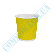Yellow rippled paper cups 180ml 30 pieces