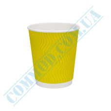 Стакан бумажный 250мл гофрированный желтый 30 штук