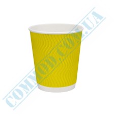 Стакан бумажный 250мл гофрированный желтый 30 штук Стакан бумажный 250мл гофрированный желтый 30 штук