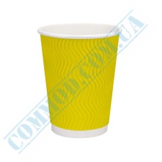 Yellow rippled paper cups 400ml 30 pieces
