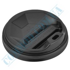 Plastic black 69mm lids with sip hole 100 pieces