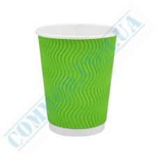 Light green rippled paper cups 400ml 15 pieces