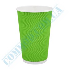 Light green rippled paper cups 500ml 15 pieces