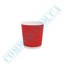 Стакан бумажный 110мл гофрированный красный 30 штук