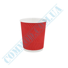 Red rippled paper cups 175ml 30 pieces