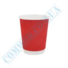 Red rippled paper cups 250ml 25 pieces