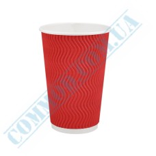 Red rippled paper cups 340ml 20 pieces