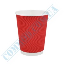 Red rippled paper cups 400ml 25 pieces