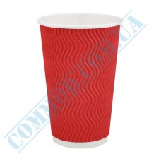 Red rippled paper cups 500ml 20 pieces
