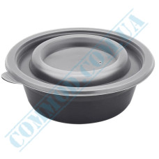 Black plastic soup bowl with lid 350ml 20 pieces