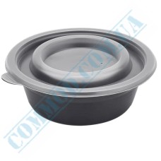 Black plastic soup bowl with lid 350ml 20 pieces