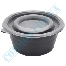 Black plastic soup bowl with lid 500ml 20 pieces