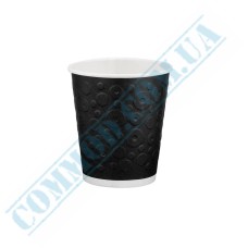 Double wall black embossed paper cups 180ml 30 pieces