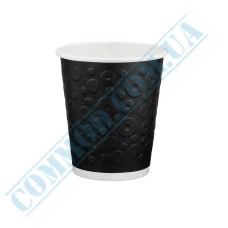 Double wall black embossed paper cups 250ml 30 pieces