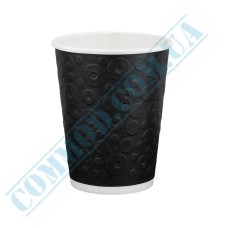 Double wall black embossed paper cups 400ml 30 pieces