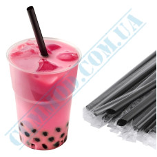 Трубочка для Bubble Tea в индивидуальной упаковке 210x10мм черная 250 штук