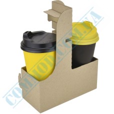 Кейс-холдер крафт на 2 стакана 10 штук