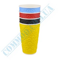 Стакан бумажный 500мл двухслойный с тиснением микс 15 штук Стакан бумажный 500мл двухслойный с тиснением микс 15 штук