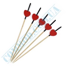 Wooden red heart skewers 12cm 100 pieces