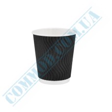 Black rippled paper cups 175ml 30 pieces