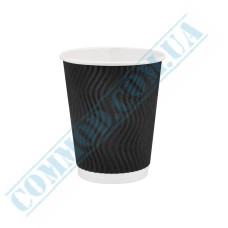 Black rippled paper cups 250ml 25 pieces